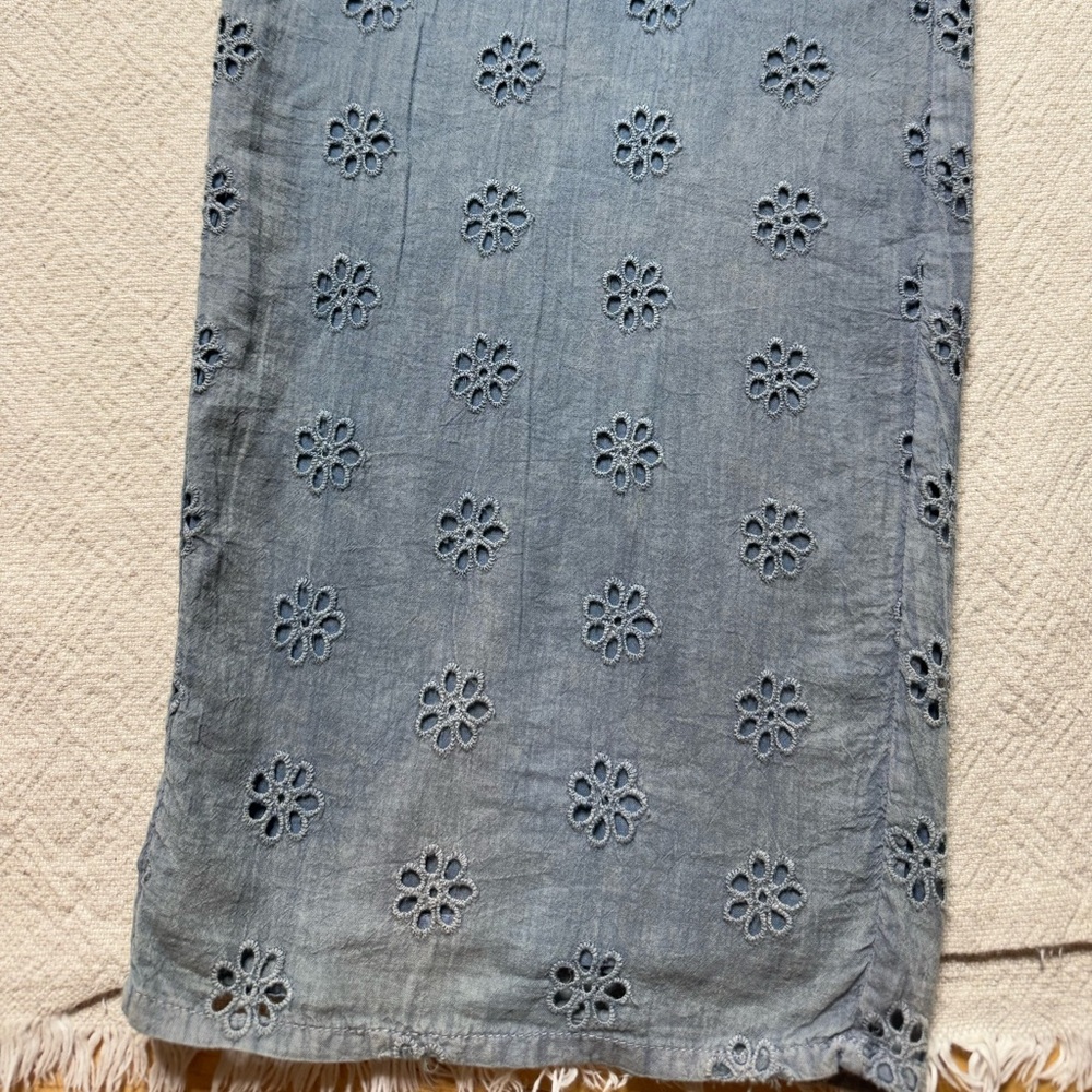 Tularosa Valerie Eyelet Vintage Blue Wide Leg Jumpsuit M - Picture 3 of 9